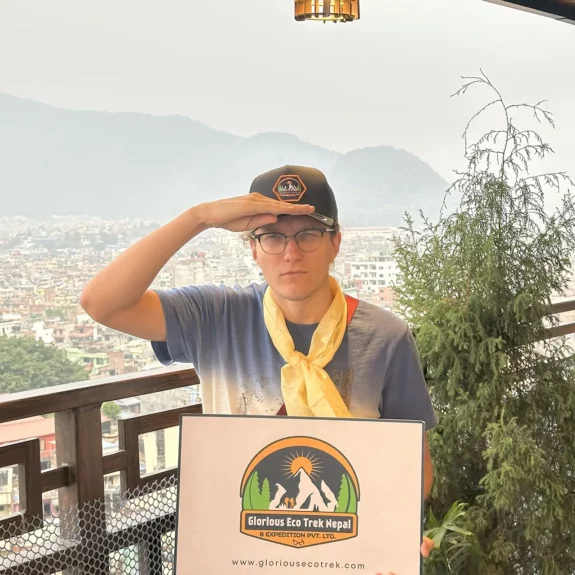 Client holding glorious eco trek board