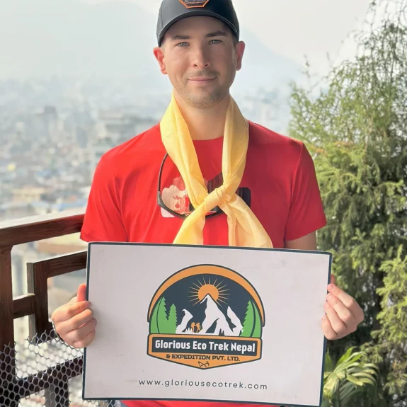 Holding Glorious Eco Trek Nepal Board