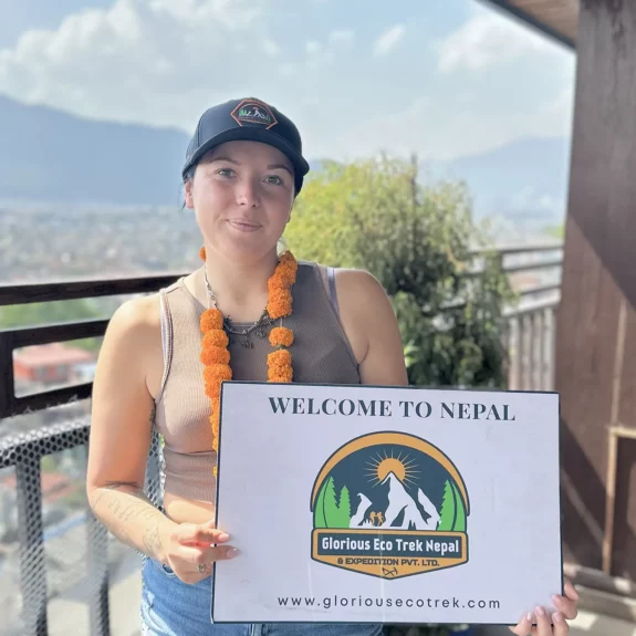 Holding Glorious Eco Trek Nepal Board